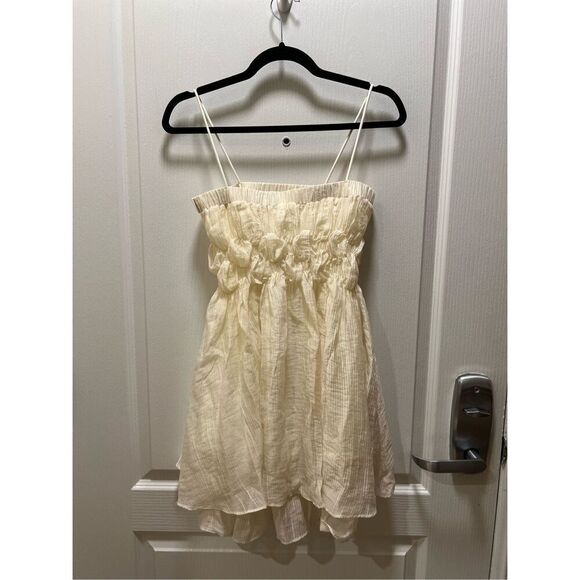 Forever 21 Layered Babydoll Mini Dress cream vanilla textured, layered hem Small - Picture 1 of 5